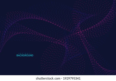 Abstract flowing line digital technology, smooth particle wave, big data techno design concept background wallpaper, vector eps
