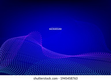 Abstract flowing line digital technology, smooth particle wave, big data techno design concept background wallpaper, vector eps
