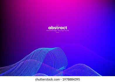 Abstract flowing line digital technology, smooth particle wave, big data techno design concept background wallpaper, vector eps
