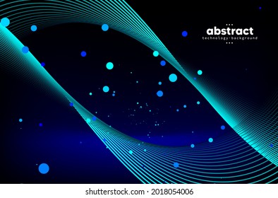 Abstract flowing line digital technology, smooth particle wave, big data techno design concept background wallpaper, vector eps
