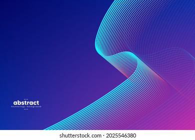 Resumen de tecnología digital de línea de flujo, onda de partículas lisas, fondo de fondo de concepto de diseño tecnológico de grandes datos, eps vectoriales
