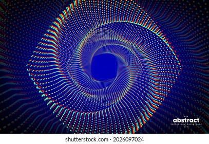 Abstract flowing line digital technology, smooth particle wave, big data techno design concept background wallpaper, vector eps
