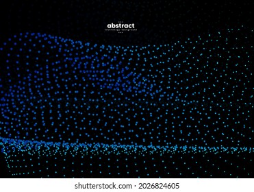 Abstract flowing line digital technology, smooth particle wave, big data techno design concept background wallpaper, Artificial intelligence , vector eps
