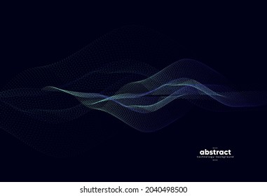 Abstract flowing line digital technology, smooth particle wave, big data techno design concept background wallpaper, Artificial intelligence , vector eps
