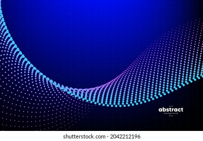 Abstract flowing line digital technology, smooth particle wave, big data techno design concept background wallpaper, vector eps
