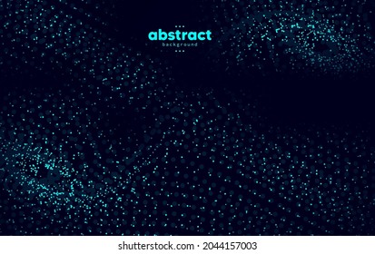 Abstract flowing line digital technology, smooth particle wave, big data techno design concept background wallpaper, vector eps
