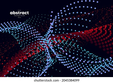 Abstract flowing line digital technology, smooth particle wave, big data techno design concept background wallpaper, vector eps
