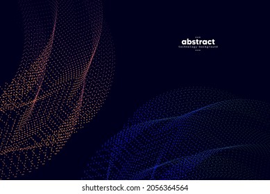 Abstract flowing line digital technology, smooth particle wave, big data techno design concept background wallpaper, vector eps
