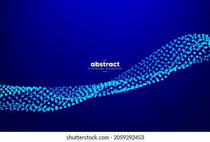 Abstract flowing line digital technology, smooth particle wave, big data techno design concept background wallpaper, vector eps
