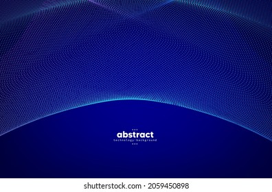 Abstract flowing line digital technology, smooth particle wave, big data techno design concept background wallpaper, vector eps

