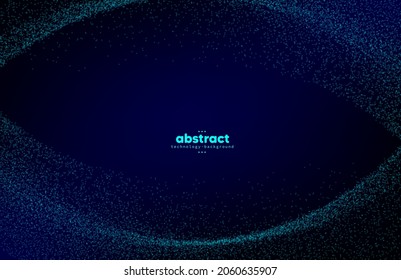 Abstract flowing line digital technology, smooth particle wave, big data techno design concept background wallpaper, vector eps
