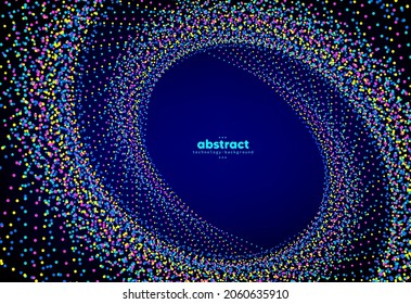 Abstract flowing line digital technology, smooth particle wave, big data techno design concept background wallpaper, vector eps

