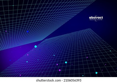 Abstract flowing line digital technology, smooth particle wave, big data techno design concept background wallpaper, vector eps
