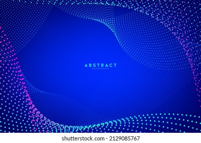 Abstract flowing line digital technology, smooth particle wave, big data techno design concept background wallpaper, Vector EPS