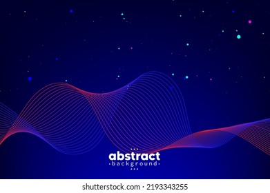 Abstract flowing line digital technology, smooth particle wave, big data techno design concept background wallpaper, vector eps 
