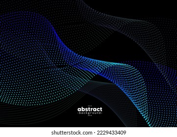 Resumen de tecnología digital de línea de flujo, onda de partículas lisas, fondo de fondo de concepto de diseño tecnológico de grandes datos, eps vectoriales
