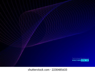 Abstract flowing line digital technology, smooth particle wave, big data techno design concept background wallpaper, vector eps
