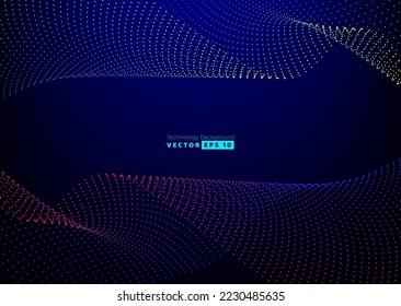 Abstract flowing line digital technology, smooth particle wave, big data techno design concept background wallpaper, vector eps
