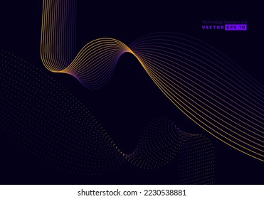 Resumen de tecnología digital de línea de flujo, onda de partículas lisas, fondo de fondo de concepto de diseño tecnológico de grandes datos, eps vectoriales
