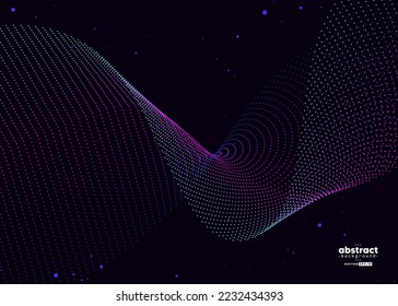 Abstract flowing line digital technology, smooth particle wave, big data techno design concept background wallpaper, vector eps
