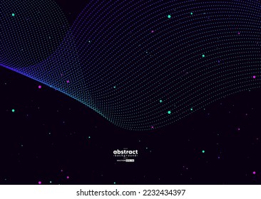 Resumen de tecnología digital de línea de flujo, onda de partículas lisas, fondo de fondo de concepto de diseño tecnológico de grandes datos, eps vectoriales
