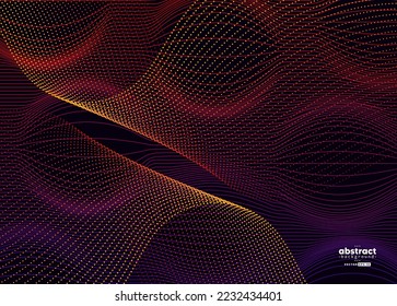 Abstract flowing line digital technology, smooth particle wave, big data techno design concept background wallpaper, vector eps
