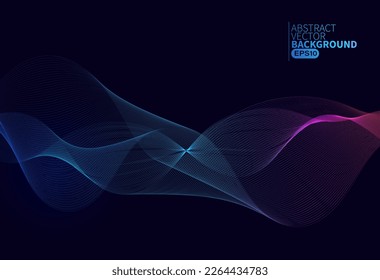 Resumen de tecnología digital de línea de flujo, onda de partículas lisas, fondo de fondo de concepto de diseño tecnológico de grandes datos, eps vectoriales 