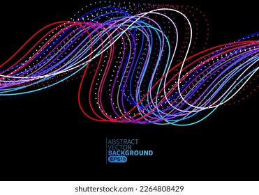 Abstract flowing line digital technology, smooth particle wave, big data techno design concept background wallpaper, vector eps 