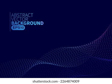 Abstract flowing line digital technology, smooth particle wave, big data techno design concept background wallpaper, vector eps 