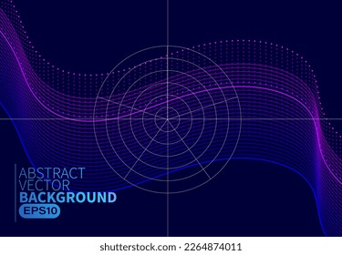 Resumen de tecnología digital de línea de flujo, onda de partículas lisas, fondo de fondo de concepto de diseño tecnológico de grandes datos, eps vectoriales 