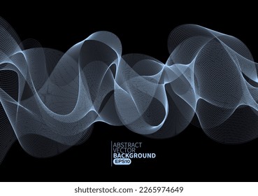 Resumen de tecnología digital de línea de flujo, onda de partículas lisas, fondo de fondo de concepto de diseño tecnológico de grandes datos, eps vectoriales 