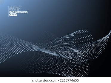 Abstract flowing line digital technology, smooth particle wave, big data techno design concept background wallpaper, vector eps 
