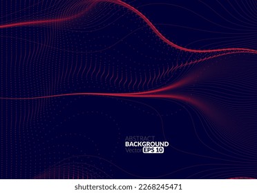 Abstract flowing line digital technology, smooth particle wave, big data techno design concept background wallpaper, vector eps