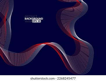 Abstract flowing line digital technology, smooth particle wave, big data techno design concept background wallpaper, vector eps