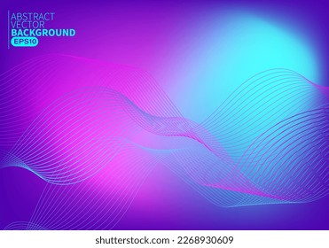 Abstract flowing line digital technology, smooth particle wave, big data techno design concept background wallpaper, vector eps 