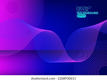 Abstract flowing line digital technology, smooth particle wave, big data techno design concept background wallpaper, vector eps 