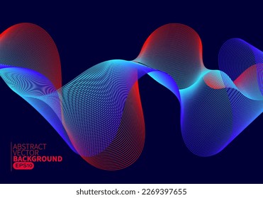 Abstract flowing line digital technology, smooth particle wave, big data techno design concept background wallpaper, vector eps 