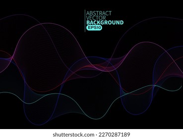 Abstract flowing line digital technology, smooth particle wave, big data techno design concept background wallpaper, vector eps 