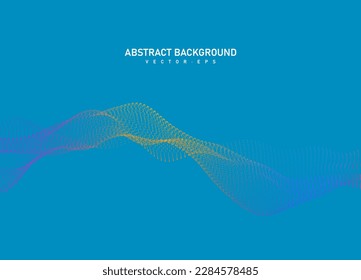 Abstract flowing line digital technology, smooth particle wave, big data techno design concept background wallpaper, vector eps 