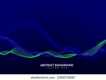 Abstract flowing line digital technology, smooth particle wave, big data techno design concept background wallpaper, vector eps 