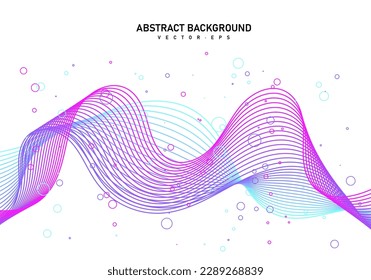 Resumen de la tecnología digital de línea de flujo, onda de partículas lisas, fondo de fondo del concepto de diseño tecnológico de big data, plantilla de página de aterrizaje del sitio web, pasos vectoriales 