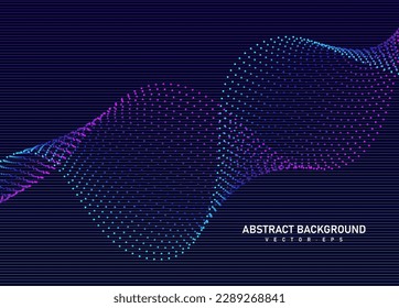 Abstract flowing line digital technology, smooth particle wave, big data techno design concept background wallpaper,  website landing page template, vector eps 