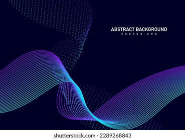 Abstract flowing line digital technology, smooth particle wave, big data techno design concept background wallpaper,  website landing page template, vector eps 