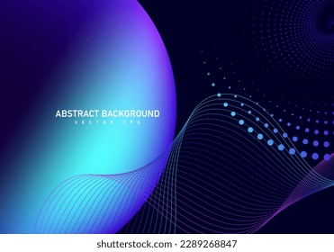 Abstract flowing line digital technology, smooth particle wave, big data techno design concept background wallpaper,  website landing page template, vector eps 