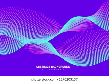 Abstract flowing line digital technology, smooth particle wave, big data techno design concept background wallpaper,  website landing page template, vector eps 