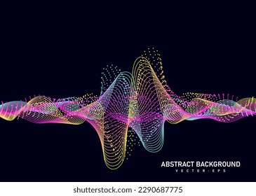 Abstract flowing line digital technology, smooth particle wave, big data techno design concept background wallpaper, website landing page template, vector eps 