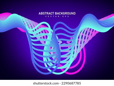 Abstract flowing line digital technology, smooth particle wave, big data techno design concept background wallpaper, website landing page template, vector eps 