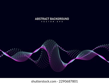 Abstract flowing line digital technology, smooth particle wave, big data techno design concept background wallpaper, website landing page template, vector eps 