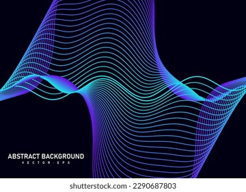 Abstract flowing line digital technology, smooth particle wave, big data techno design concept background wallpaper, website landing page template, vector eps 