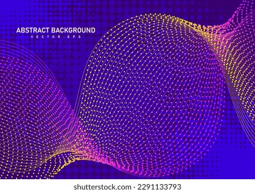 Abstract flowing line digital technology, smooth particle wave, big data techno design concept background wallpaper, website landing page template, vector eps 